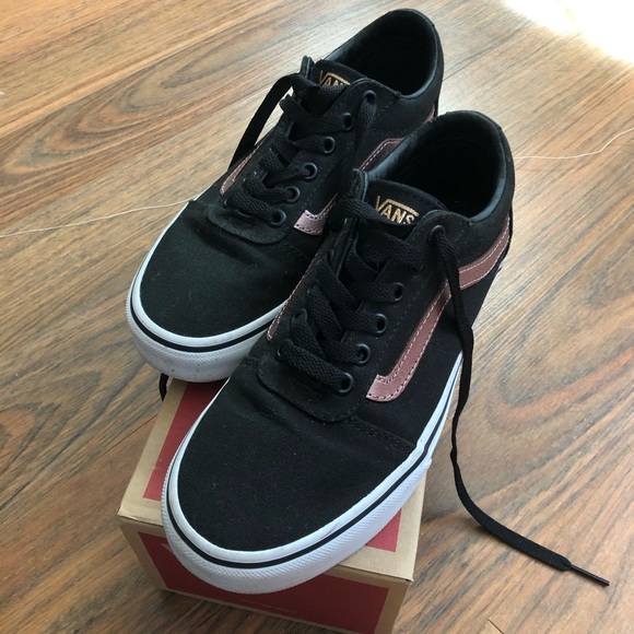 black vans with rose gold stripe
